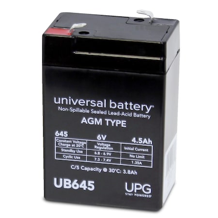 Upg Sealed Lead-Acid Battery, 6V, Lead Acid Chemistry D5733